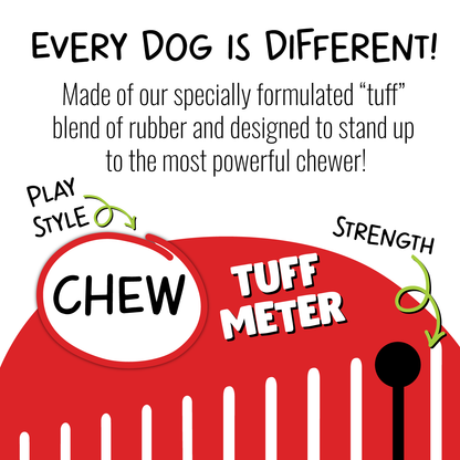 Jolly Tuff Flyer dog toy made from durable rubber blend for powerful chewers and interactive play
