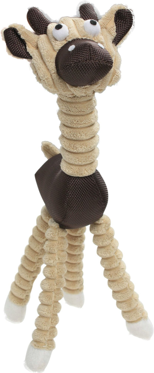 Cute giraffe plush jute rope dog toy with soft fabric and textured details for pets