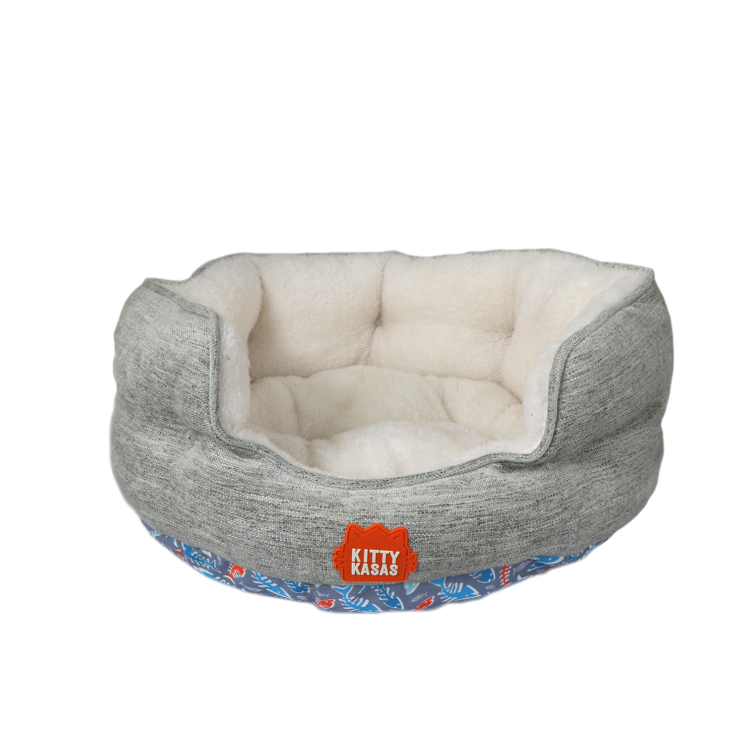 Cozy Jolly Pets Kitty Kasa Bolster Cat Bed with soft interior for ultimate comfort