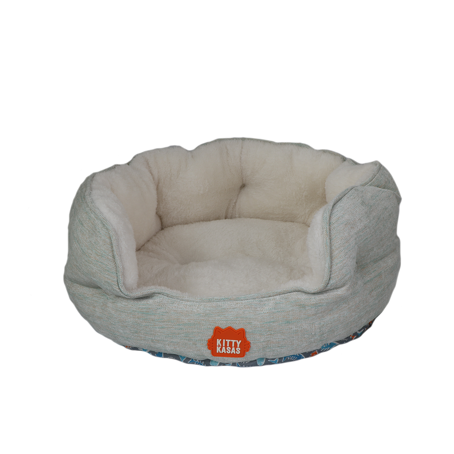 Cozy Jolly Pets Kitty Kasa Bolster Cat Bed with soft interior for pet comfort and relaxation