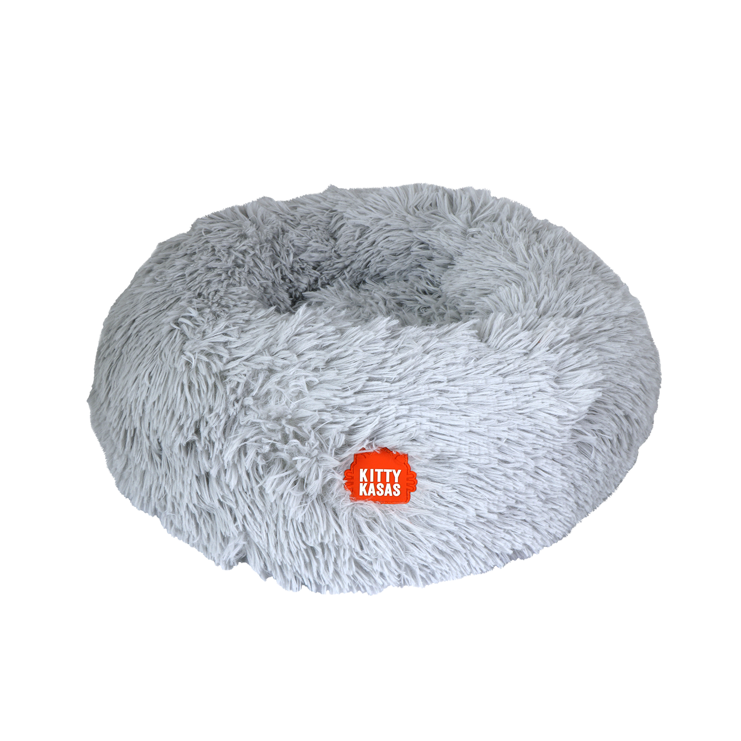 Cozy gray plush donut cat bed with soft fabric for ultimate comfort and warmth