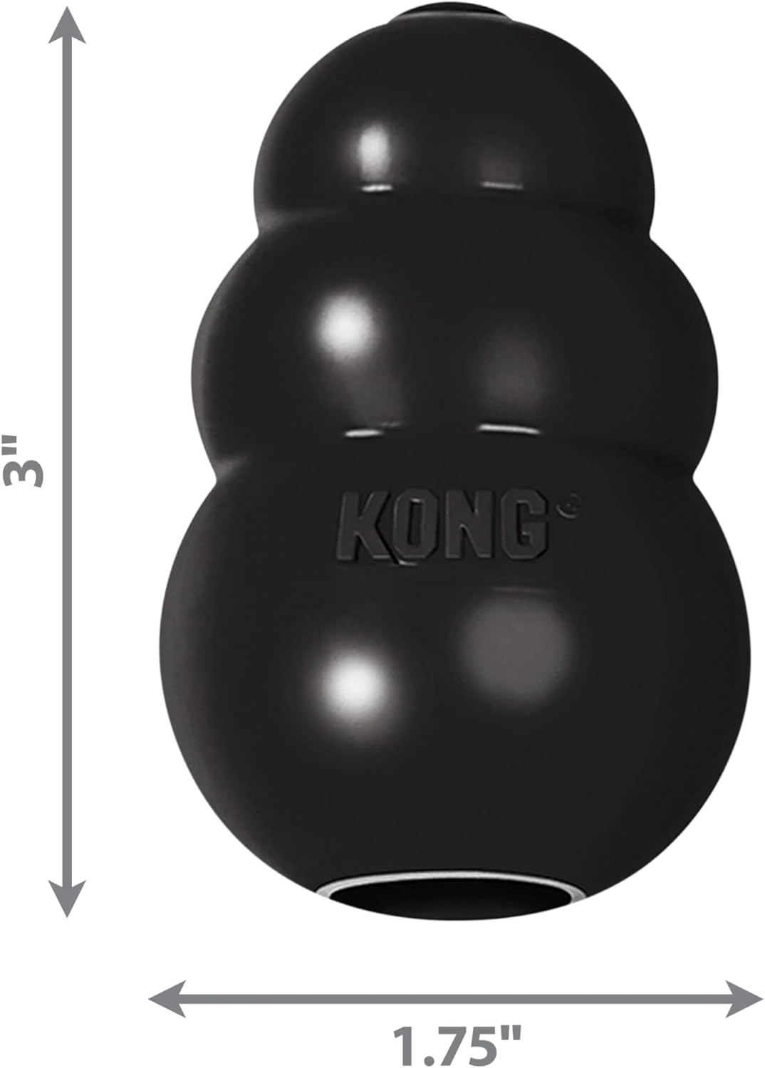 Kong Extreme dog toy in black, durable rubber designed for tough chewers and interactive play
