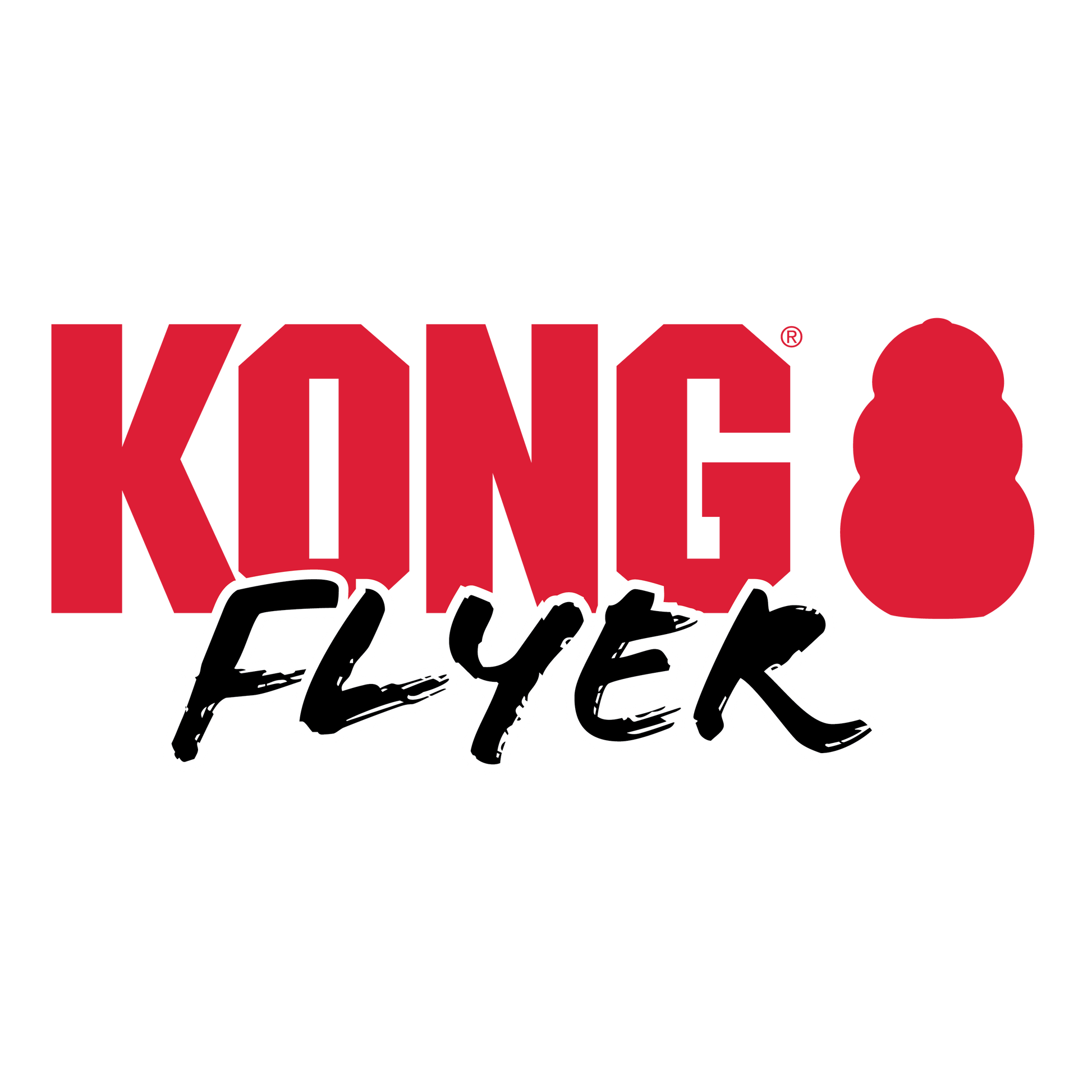 Kong Extreme Flyer disc logo in red and white on black background for dog toys by The Family Pet