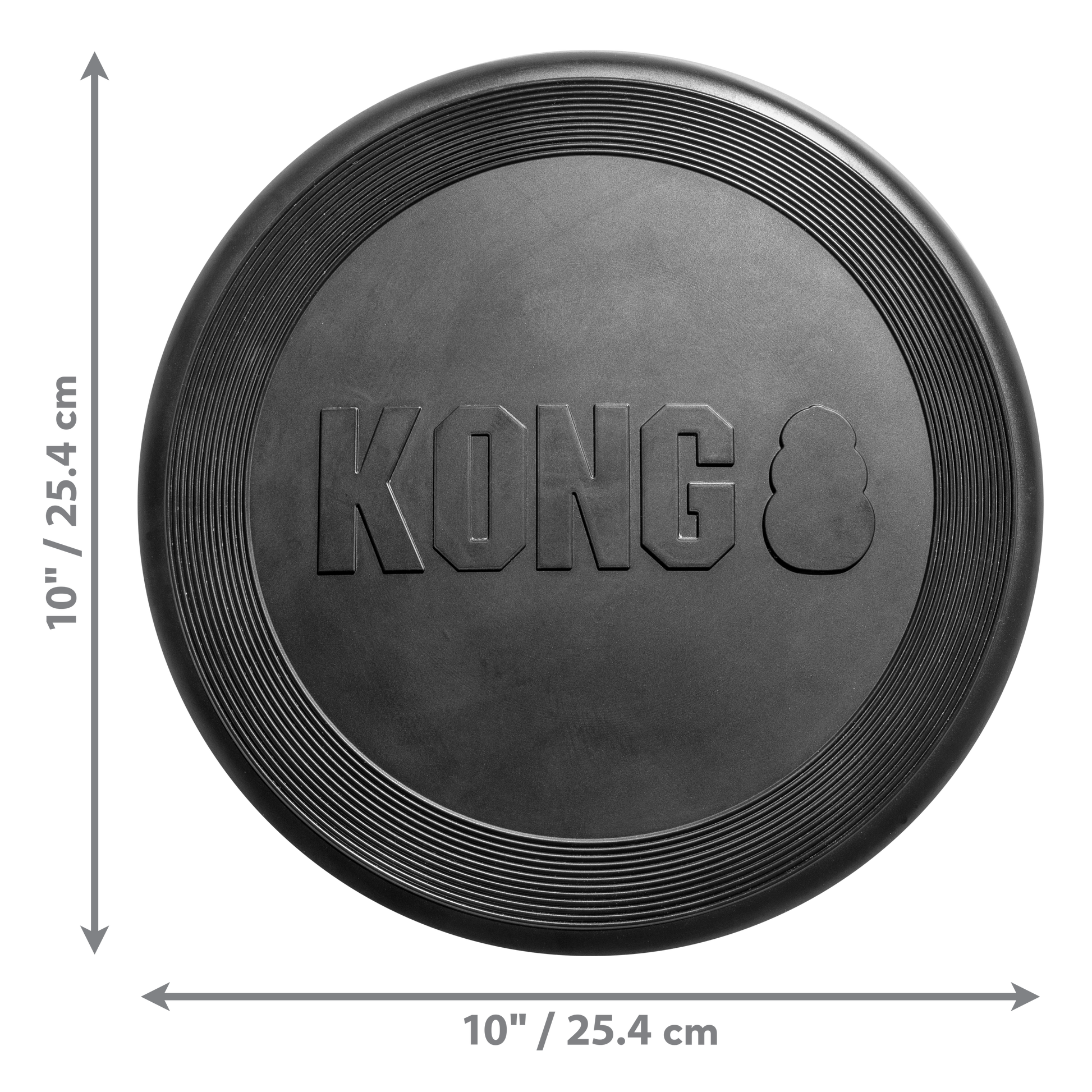 Kong Extreme Flyer disc dog toy in black with textured edges and durable design by The Family Pet