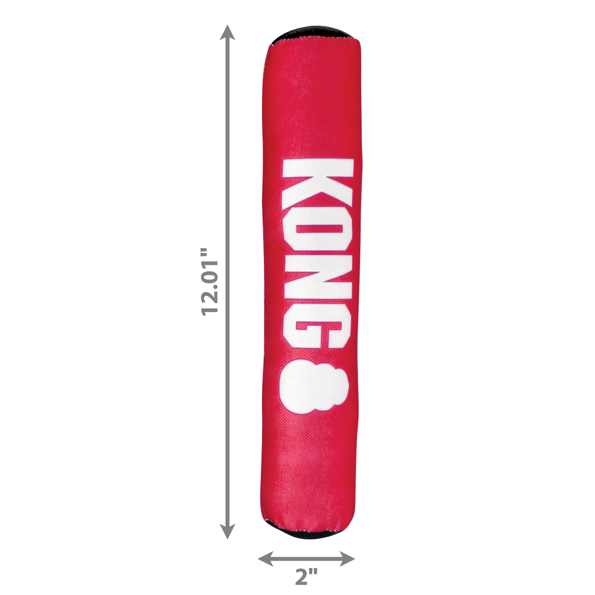 Red Kong Signature Stick dog toy measuring 12 inches long and 2 inches wide for durable dog play
