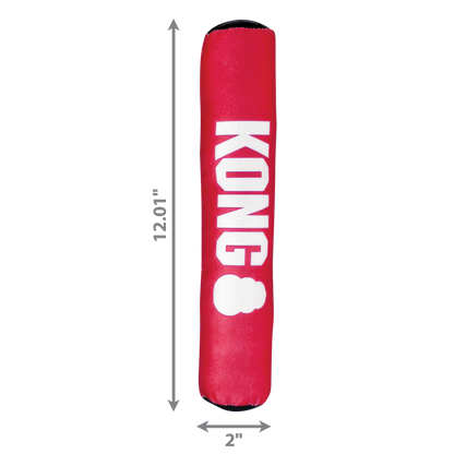 Red Kong Signature Stick dog toy measuring 12 inches long and 2 inches wide for durable dog play
