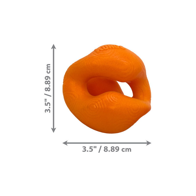 Orange Kong Ogee Orb dog toy from The Family Pet measuring 3.5 inches for interactive play