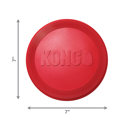 Kong red rubber flyer for dogs, durable frisbee with 7-inch diameter for outdoor play