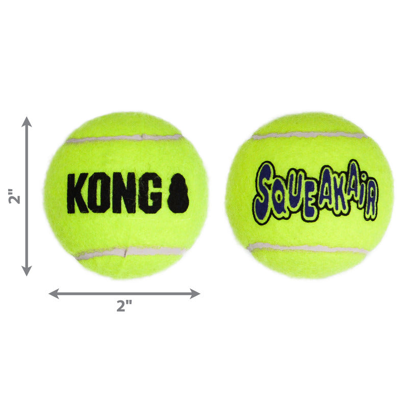 Kong SqueakAir tennis balls for dogs in bright yellow designed for fun and playtime