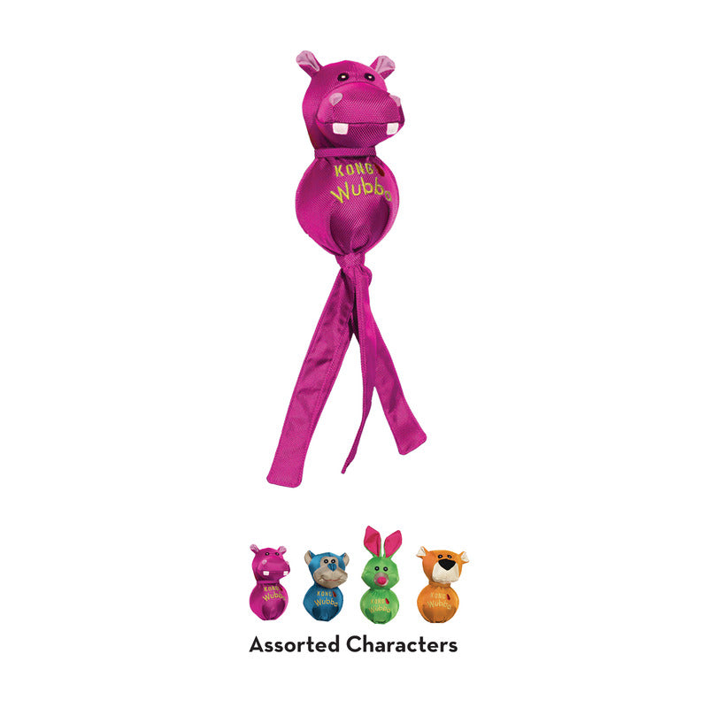 Kong Wubba Friends Ballistic dog toy in pink with assorted character designs for playful dogs