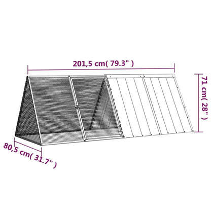 Large rabbit cage galvanized steel with mesh design and attached shelter measuring 79 inches long