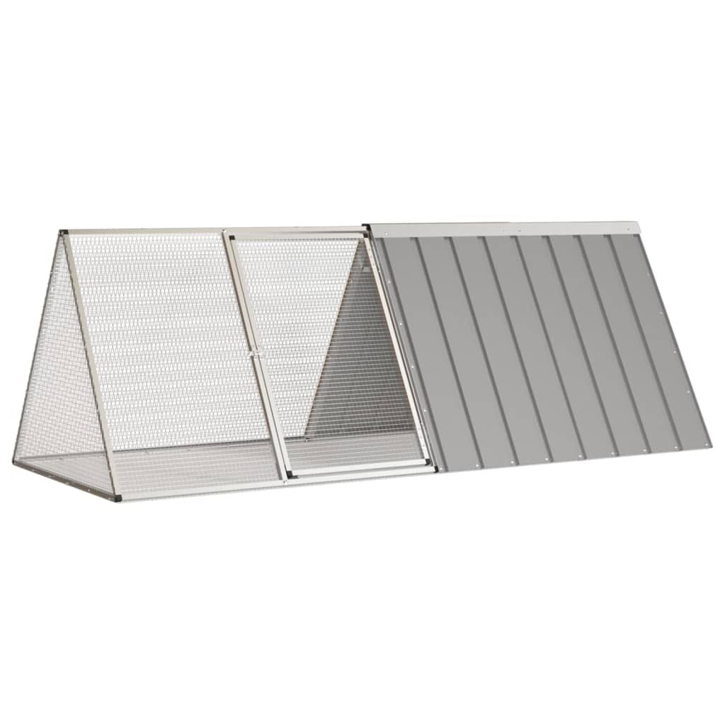Large rabbit cage galvanized steel with mesh sides and slanted solid metal roof for outdoor use