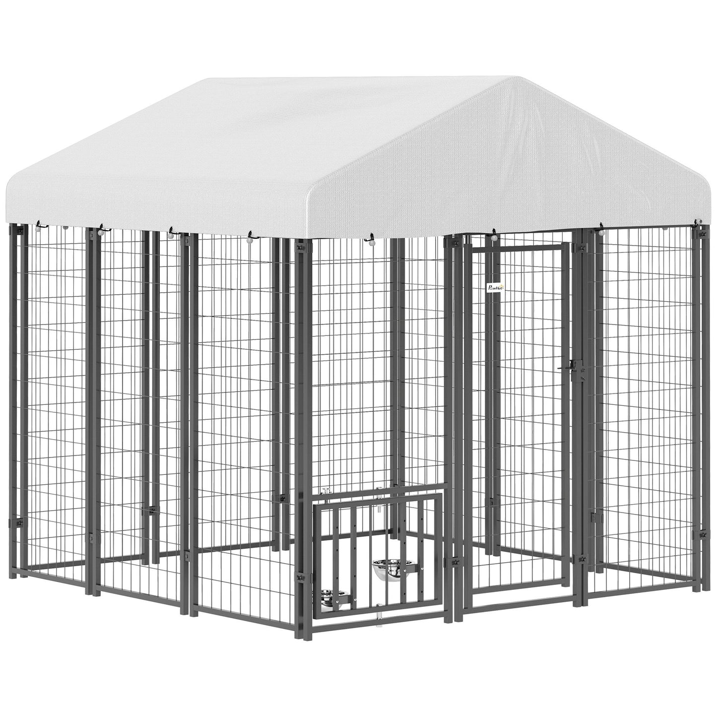 Spacious outdoor dog kennel with roof for secure and comfortable dog shelter in your yard
