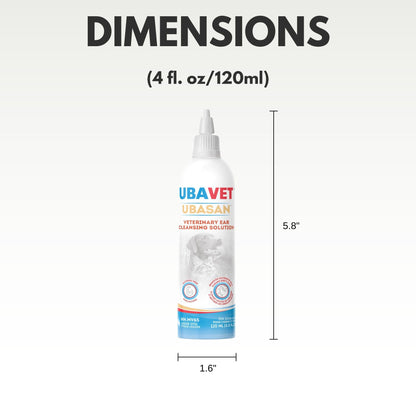 UBAVET Ubasan Ear Cleansing Solution for Dogs & Cats – (4 fl oz / 120ml)