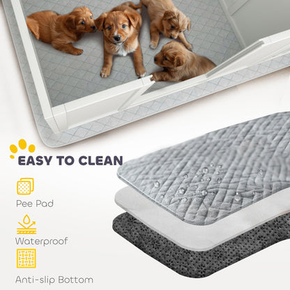 Whelping box for dogs with easy to clean waterproof pee pad and anti-slip bottom from PawCounter.com