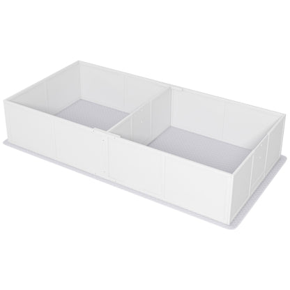 White whelping box for puppies with two compartments and raised protective walls from PawCounter.com