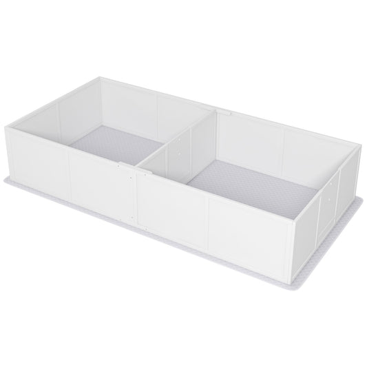 White whelping box for puppies with two compartments and raised protective walls from PawCounter.com