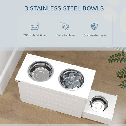 Elevated dog bowls for large dogs with three stainless steel bowls easy to clean and dishwasher safe