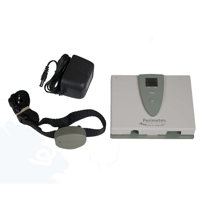 Perimeter Technologies wireless pet fencing system with underground fence transmitter and collar receiver