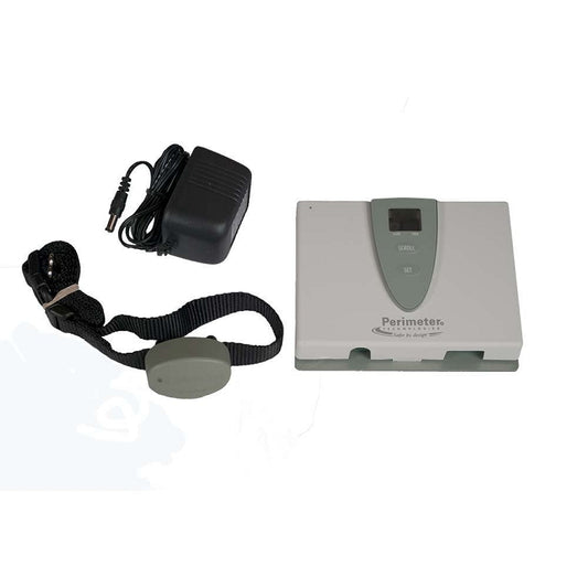 Perimeter Technologies wireless pet fencing system with underground fence transmitter and collar receiver