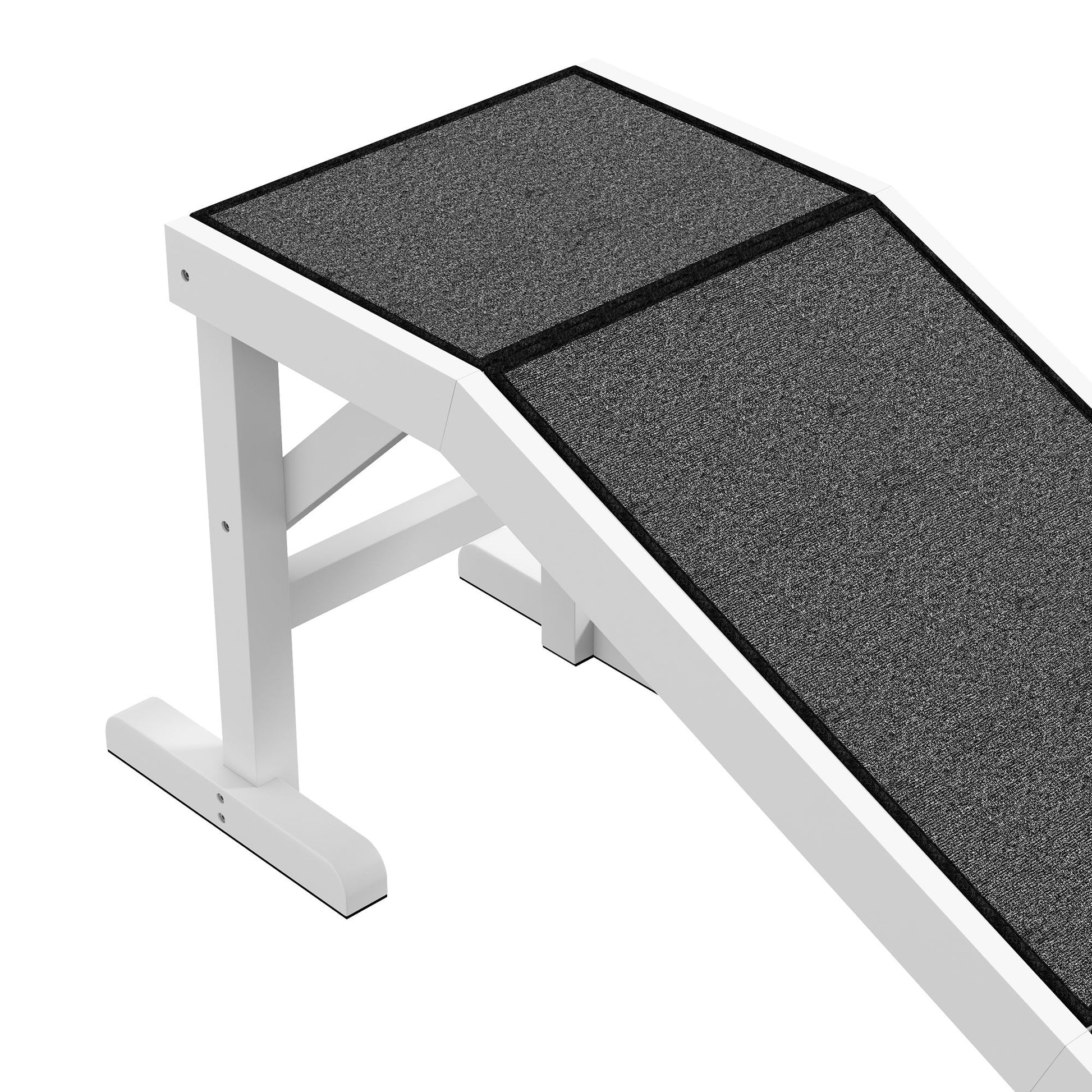 White pet ramp for dogs and cats with non-slip black textured surface by PawCounter.com