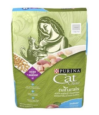 Cat Chow Naturals Indoor Chicken Cat Food bag featuring chicken as the main ingredient and wholesome nutrients