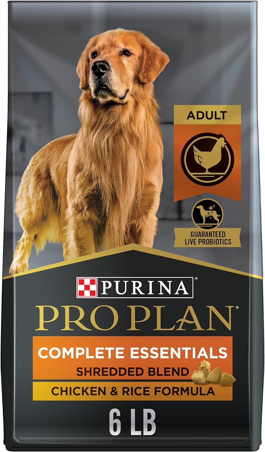 Purina Pro Plan Adult Complete Essentials dog food in chicken and rice formula, 6 lb bag