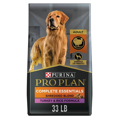 Purina Pro Plan Complete Essentials probiotic dry dog food with turkey and rice formula 33 lb bag