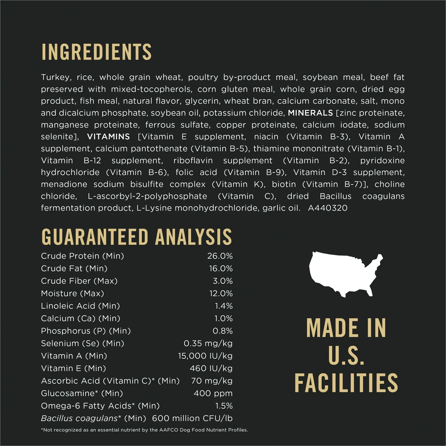 The Family Pet probiotic dry dog food with turkey and whole grains made in U.S. facilities
