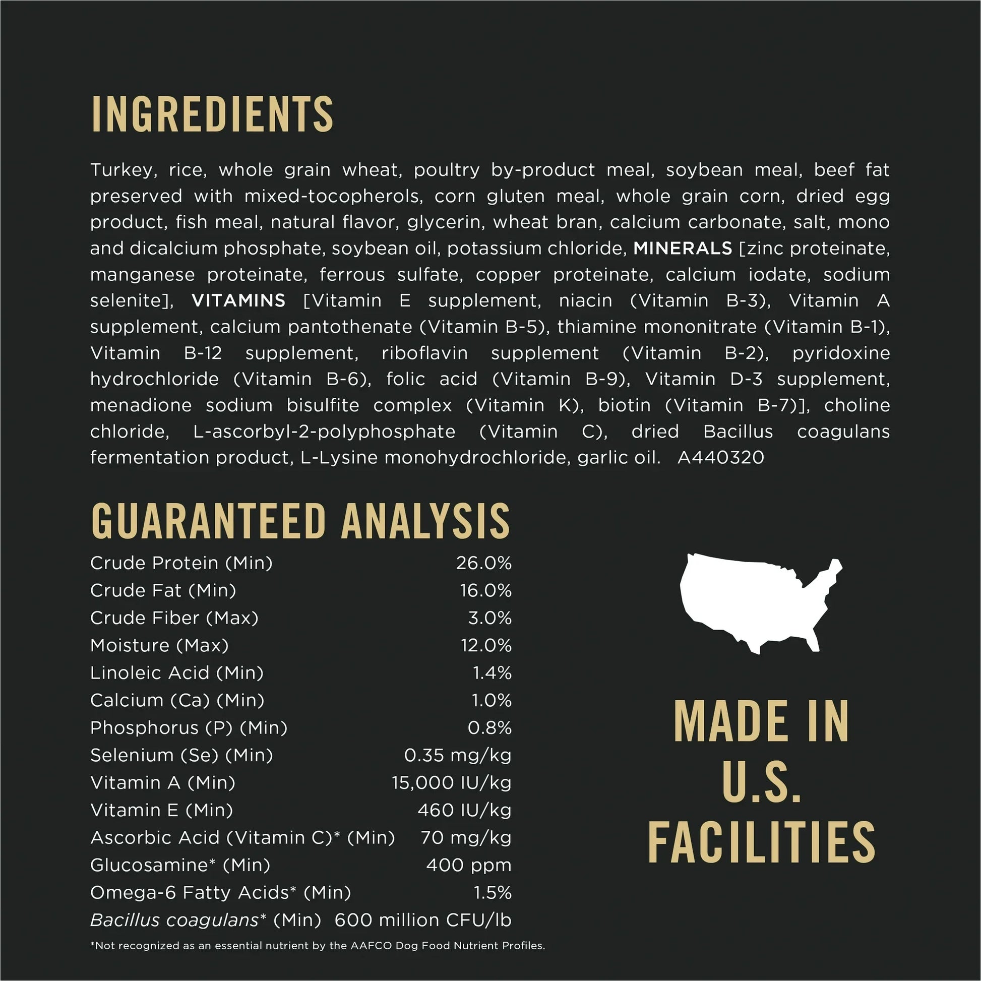 The Family Pet probiotic dry dog food with turkey and whole grains made in U.S. facilities