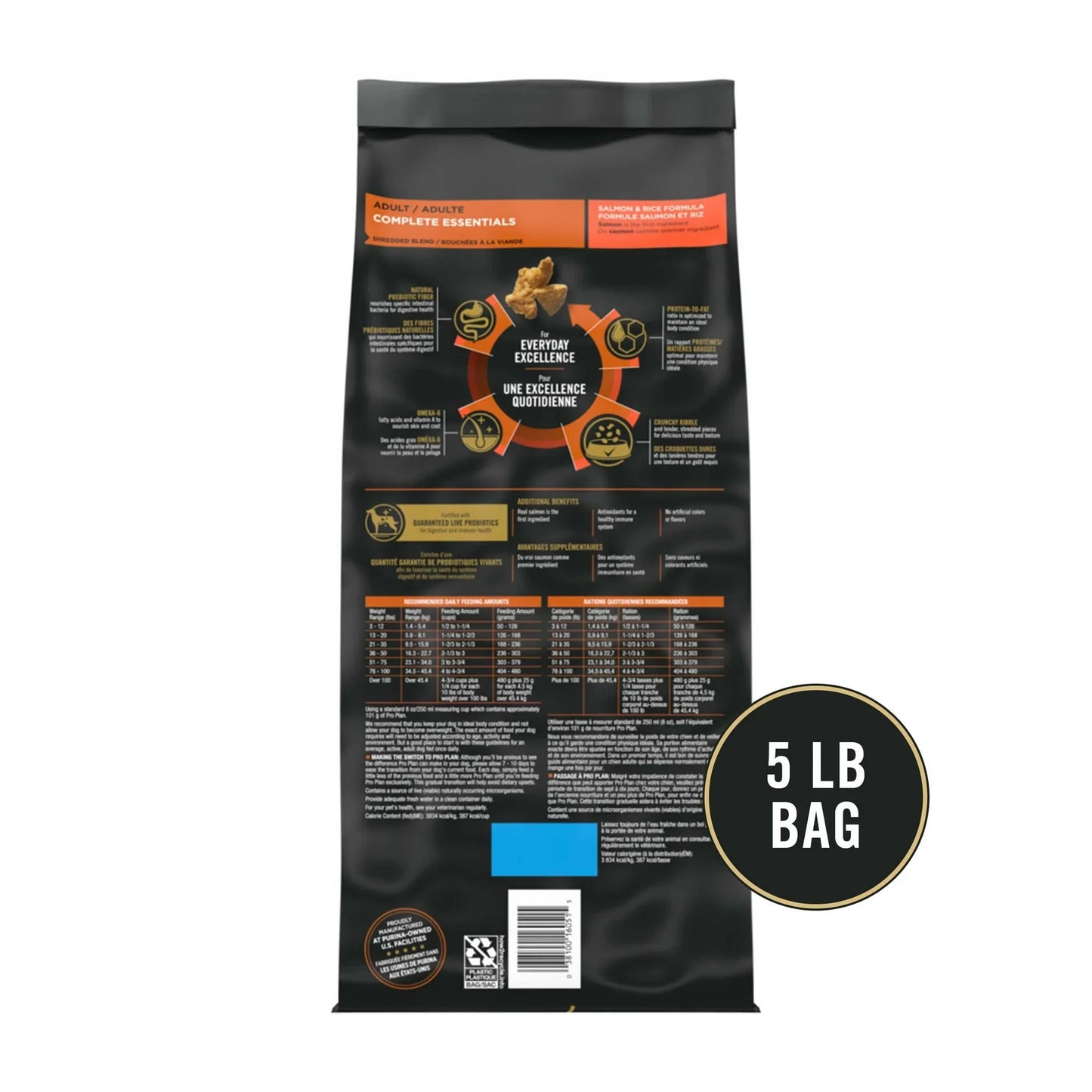 5 lb bag of The Family Pet salmon and rice dry dog food for healthy canine nutrition