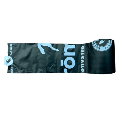 rōmng compostable dog poop bags in black packaging for eco-friendly pet waste disposal