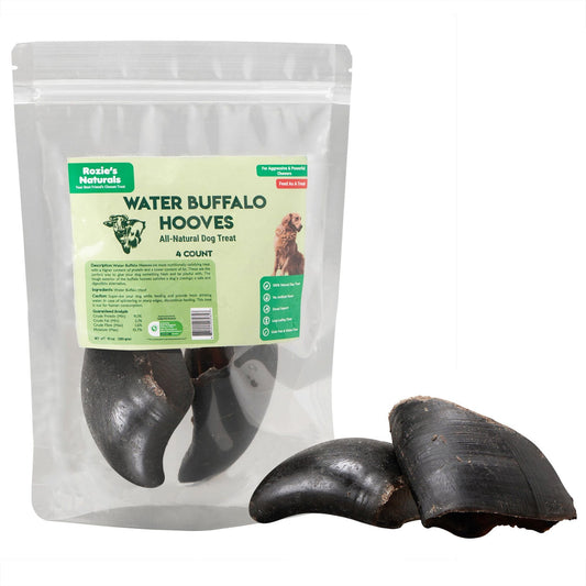 Natural water buffalo hooves for dogs all-natural dog treats in resealable PawCounter.com packaging