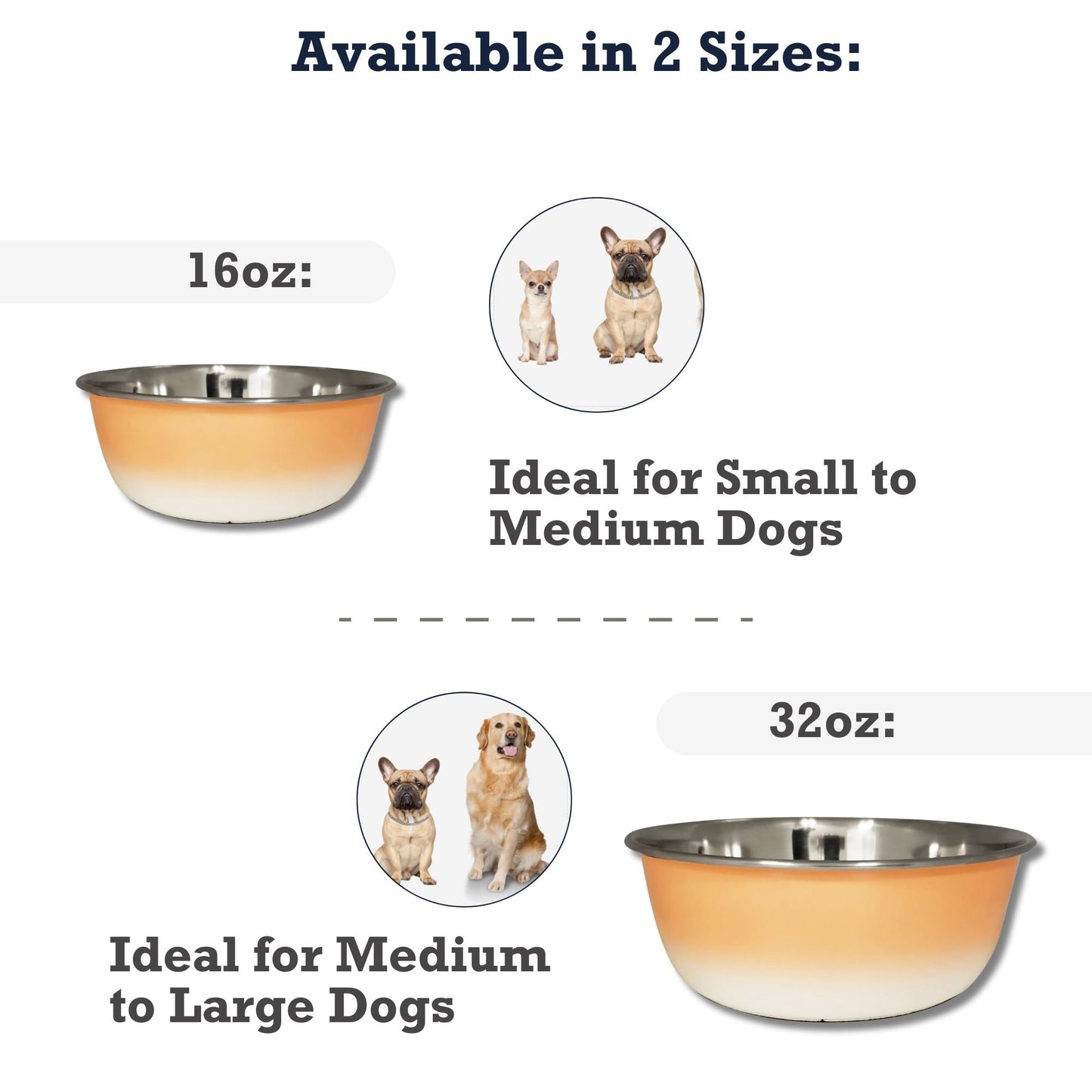 Stainless steel deep dog bowl in two sizes ideal for small to large dogs from American Pet Supplies