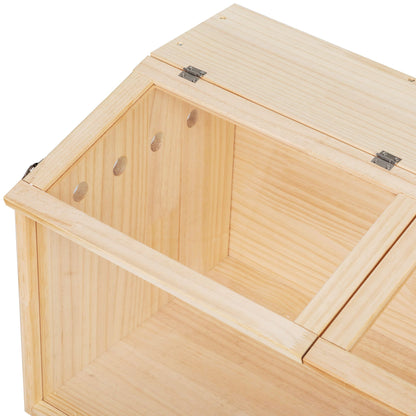 Transparent wooden hamster cage with ventilation holes and hinged lid from PawCounter.com