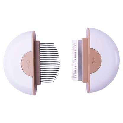 Compact travel pet grooming comb with dual-sided design for easy pet hair removal