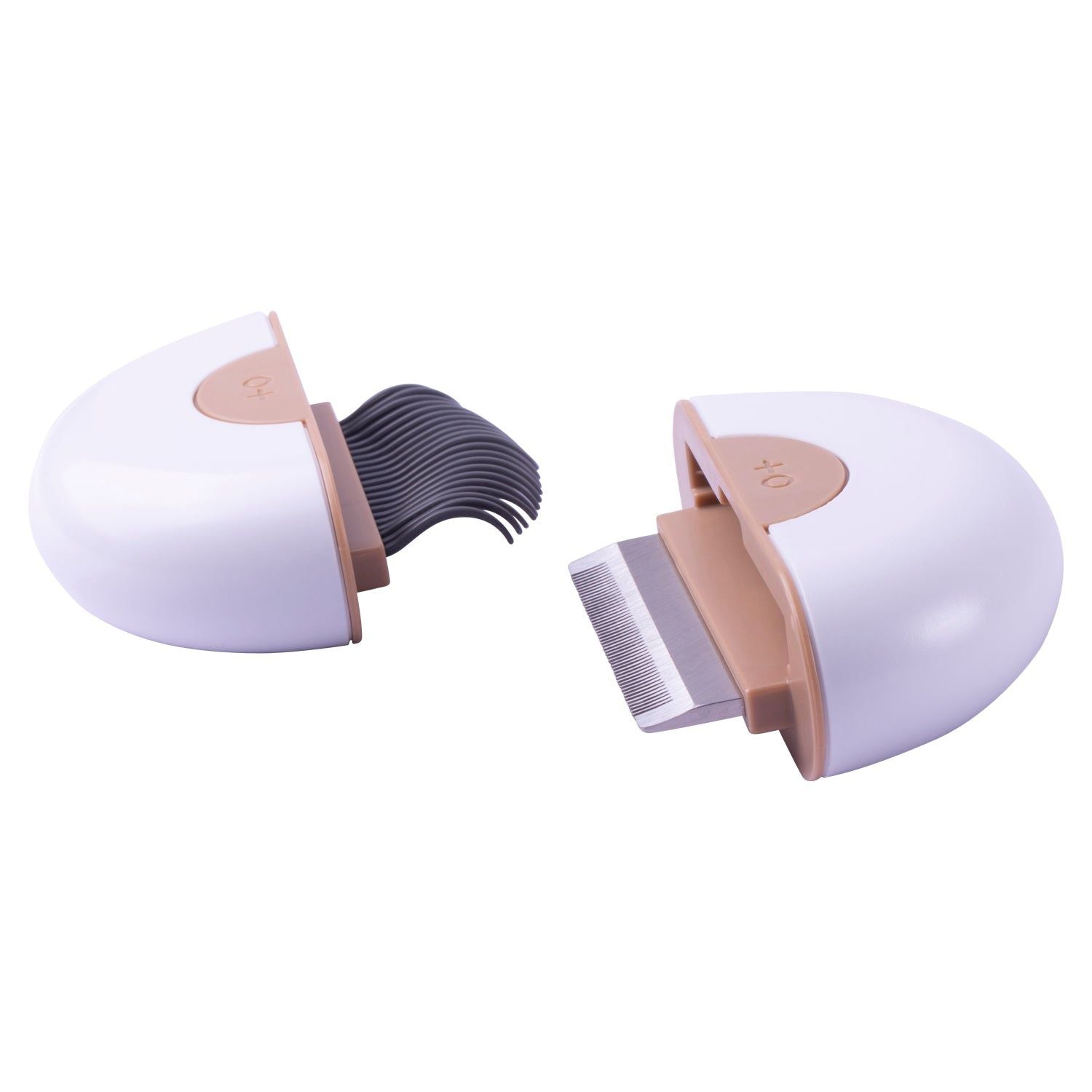 Travel pet grooming comb with compact design featuring metal blade and curved teeth for effective grooming