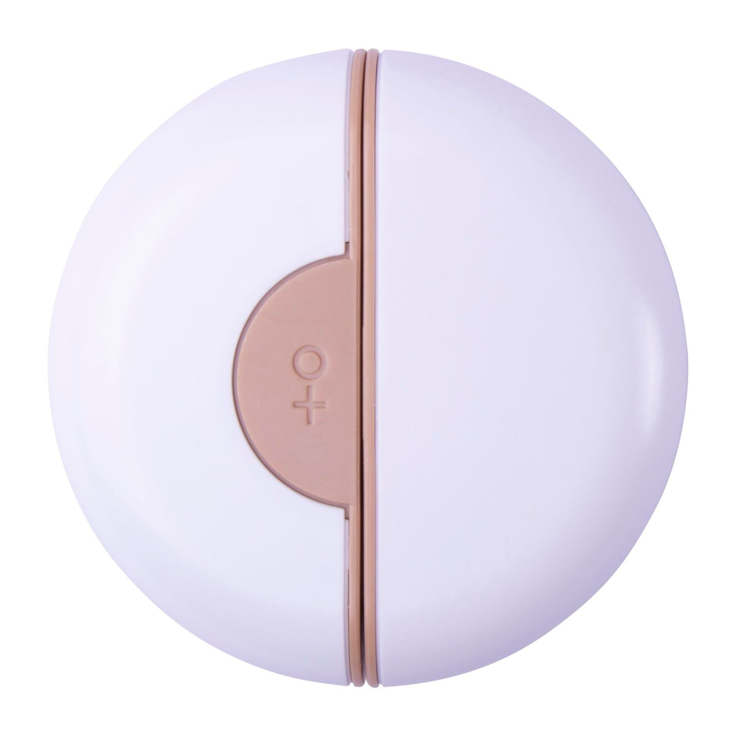 Compact round travel pet grooming comb in white and beige for easy on-the-go pet care