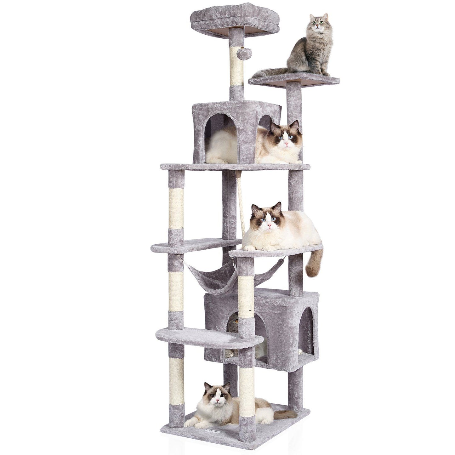 72 inch cat tree with condos featuring multiple levels for climbing and playing cats