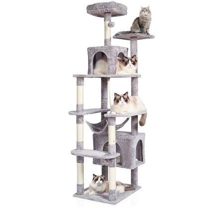 72 inch cat tree with condos featuring multiple levels for climbing and playing cats