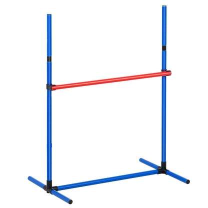 Blue and red dog agility training set hurdle jump for pet exercise and training