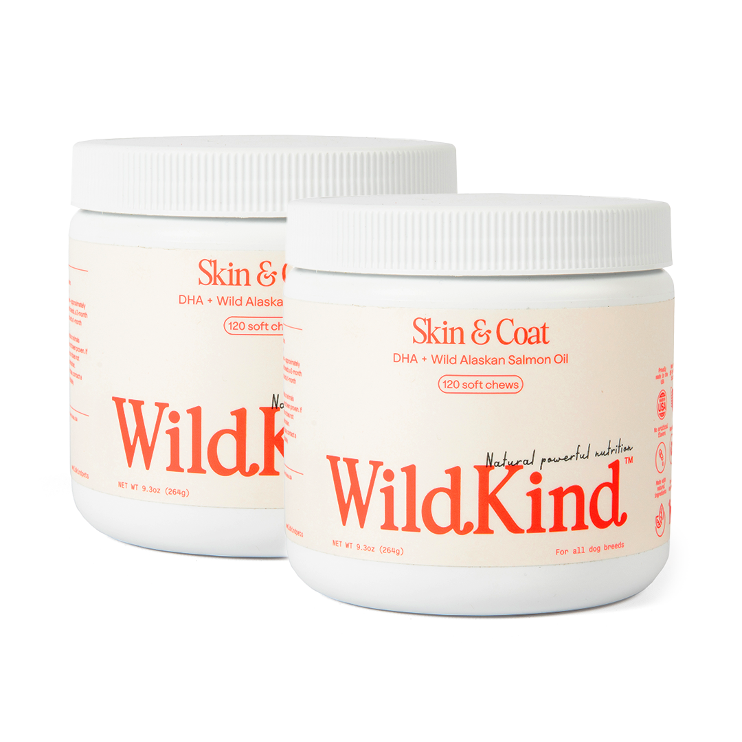 WildKind Soft Chew Dog Supplements for Skin and Coat with DHA and Wild Alaskan Salmon Oil
