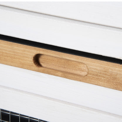 Close-up of the wooden rabbit hutch for small animals with a smooth handle and durable construction