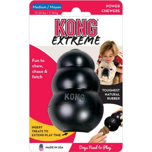 Kong Extreme Kong Dog Toy - Black - Medium - Dogs 15-35 Lbs (3.5" Tall X 1" Diameter)