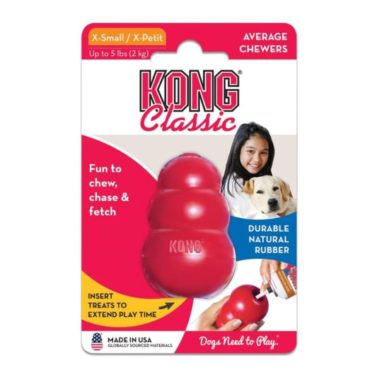 Kong Classic Dog Toy - Red - X-small - Dogs Up To 5 Lbs (2.25" Tall X .5" Diameter)