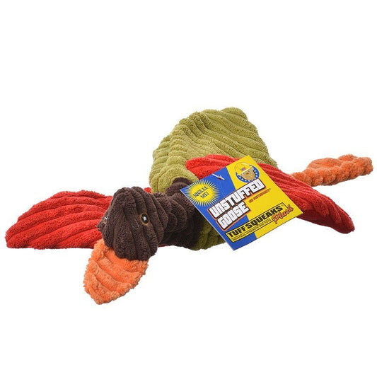 Petsport Tuff Squeak Unstuffed Goose Plush Dog Toy - 1 Goose (assorted Colors)