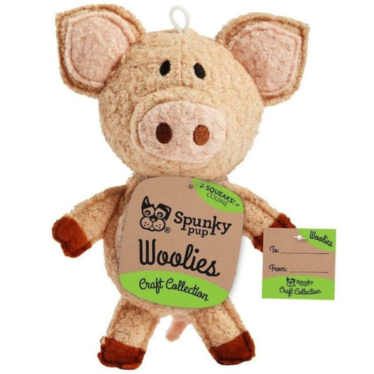 Spunky Pup Woolies Pig Dog Toy - 1 Count